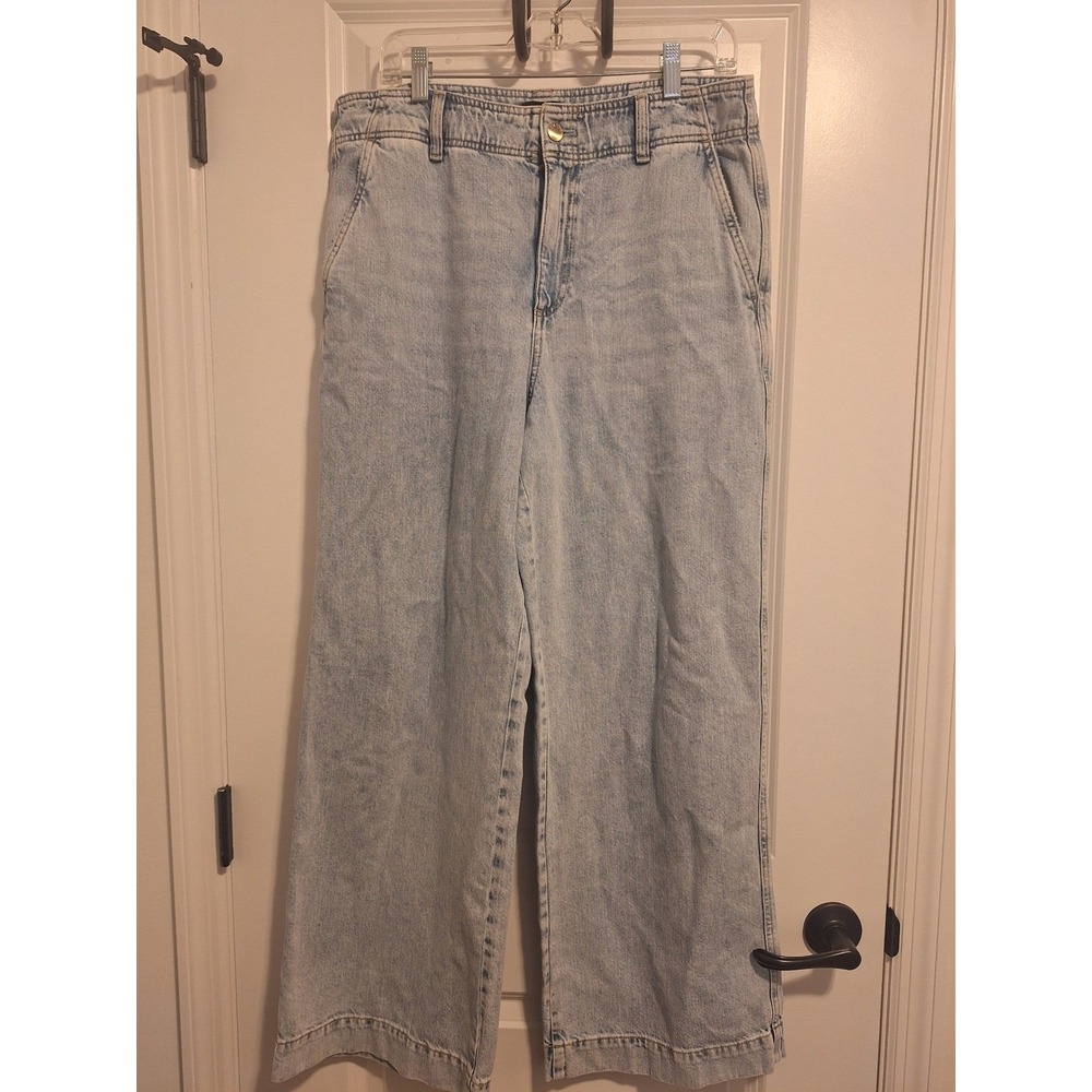 Talbots Relaxed Trouser‎ Jeans Light Wash Wide Leg Denim Size 12 High Rise